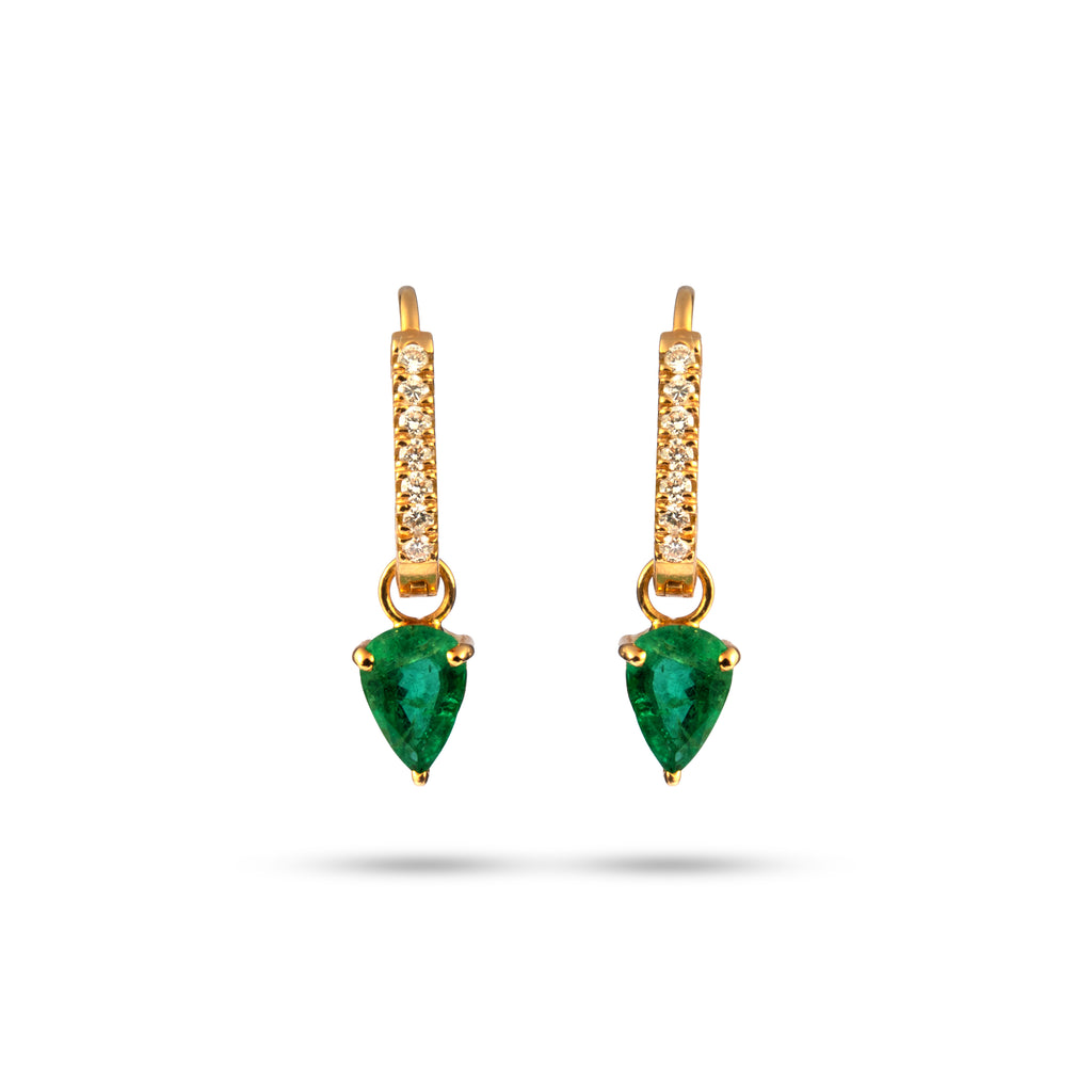 PEAR EMERALD HOOPS