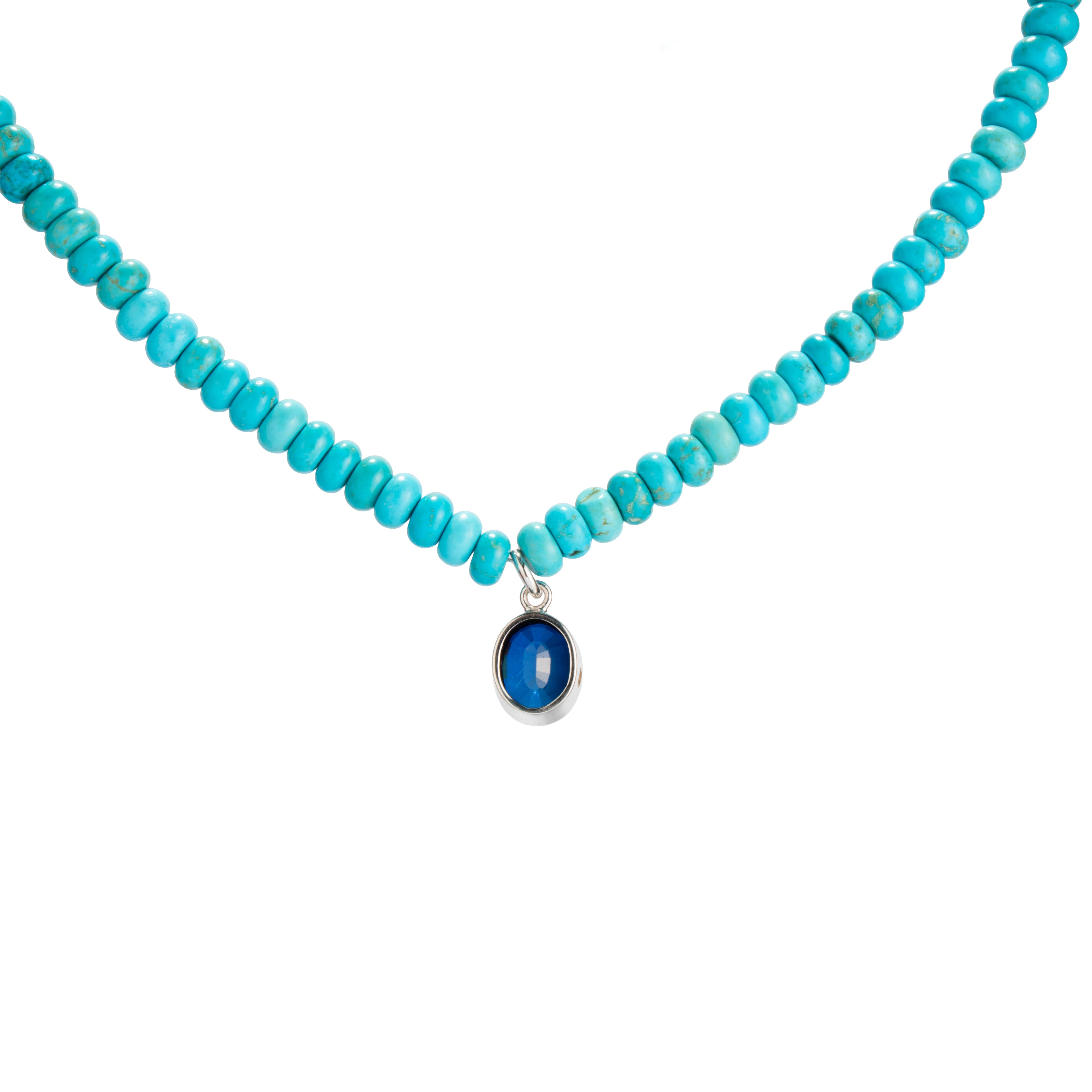 TURQUOISE NECKLACE  WITH LAB SAPPHIRE