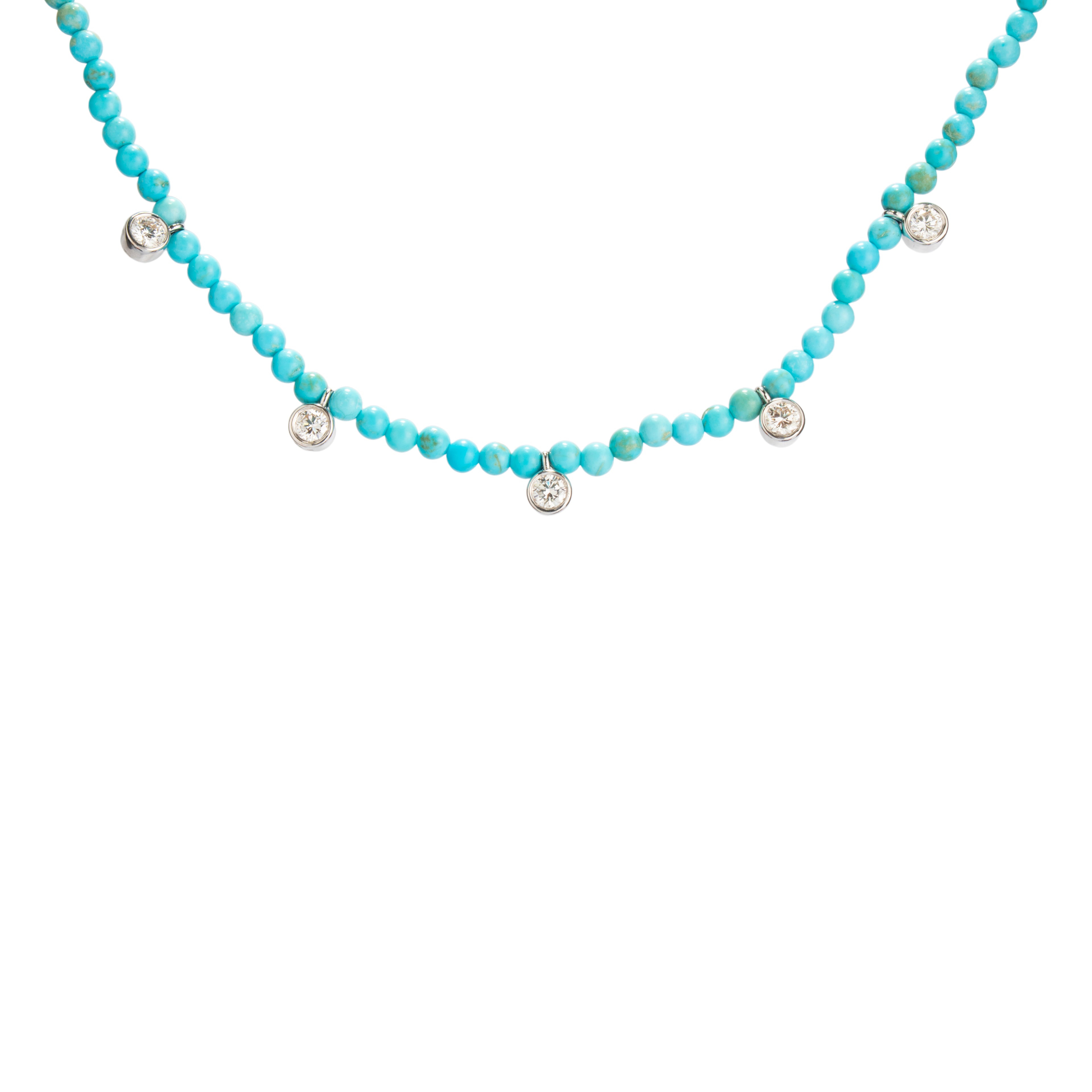 TURQUOISE & BEZEL DIAMOND NECKLACE