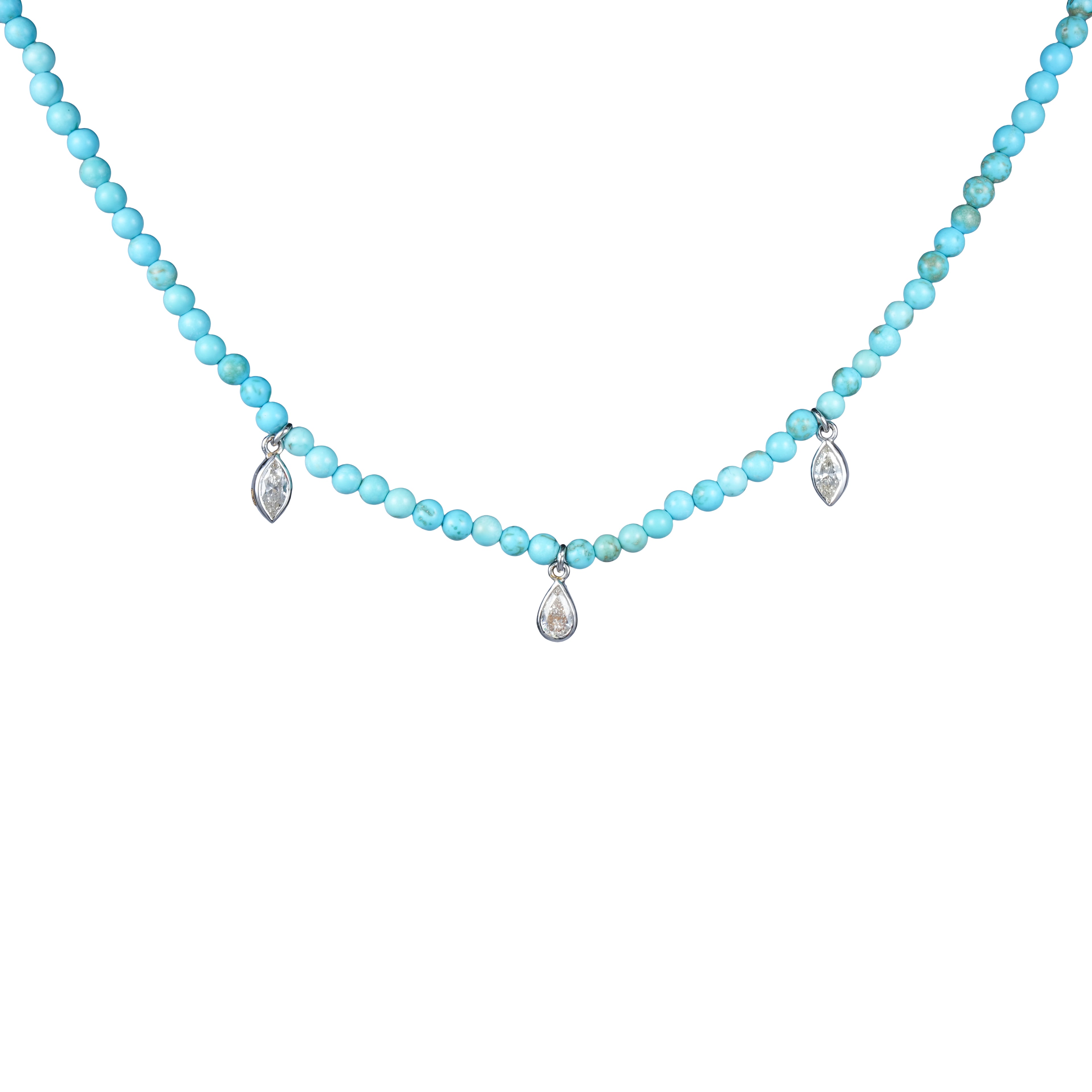 TURQUOISE & BEZEL DIAMOND NECKLACE